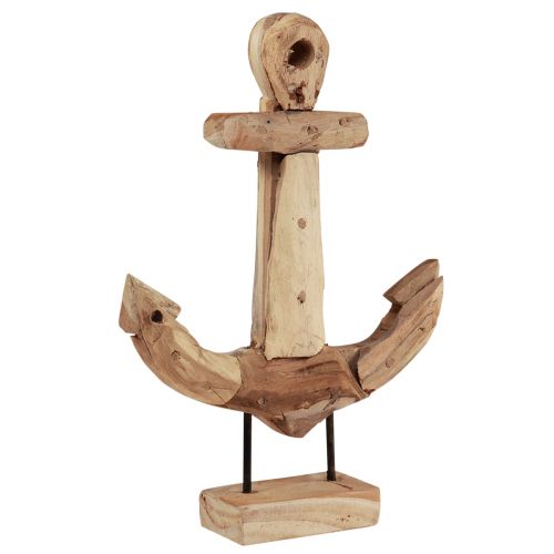 Product Anchor decoration wood metal with base teak maritime 26x7x38cm