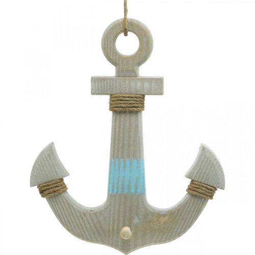 Product Anchor for hanging, maritime decoration hook, wooden bathroom decoration, vintage look H39cm