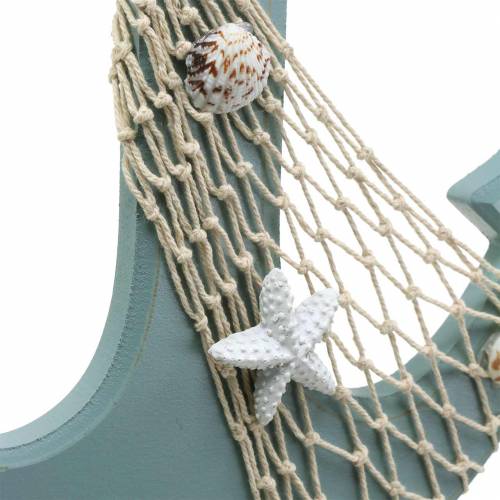 Product Anchor wood with shells light blue 28.5×40cm