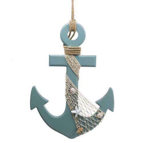 Floristik24 Anchor wood with shells light blue 28.5×40cm