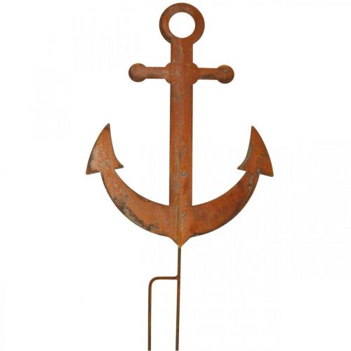 Floristik24 Anchor to plug in, maritime garden decoration, metal plug patina H48cm