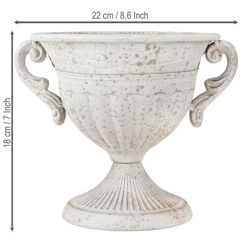Product Antique trophy with handles metal decoration vintage grey white H18cm