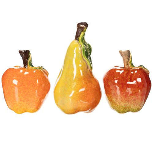 Artificial Fruit Set Apple Pear Decorative Item Autumn 12cm 3pcs