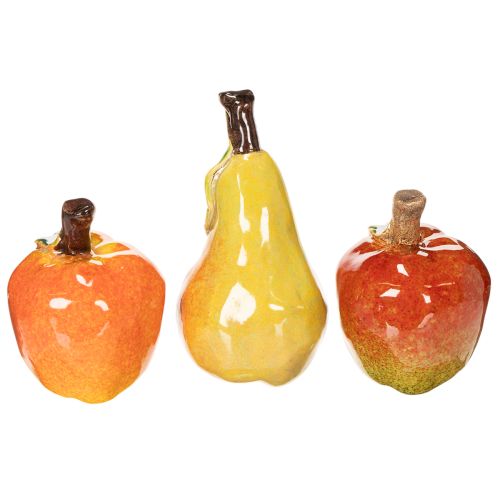 Artificial Fruit Set Apple Pear Decorative Item Autumn 12cm 3pcs | Floristik24.co.uk