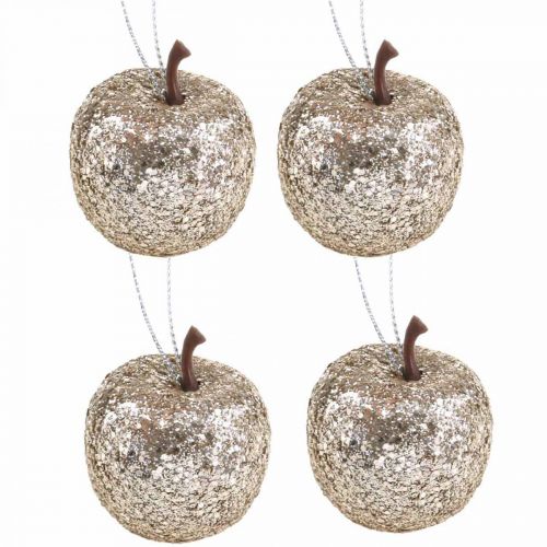 Floristik24 Deco mini apple glitter champagne tree decorations Ø3.5cm 24pcs