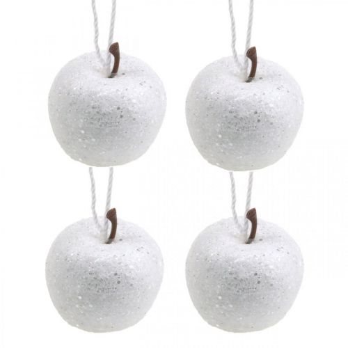 Floristik24 Decoration Mini Apple Glitter White Christmas Tree Decoration Ø3.5cm 24 pcs