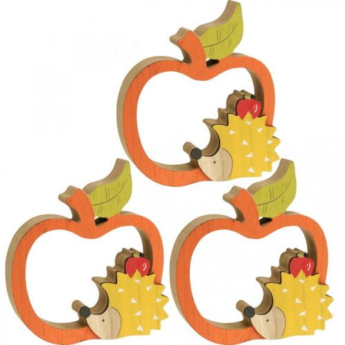 Product Decorative figure autumn, apple with hedgehog, wooden decoration 16.5×15cm 3pcs