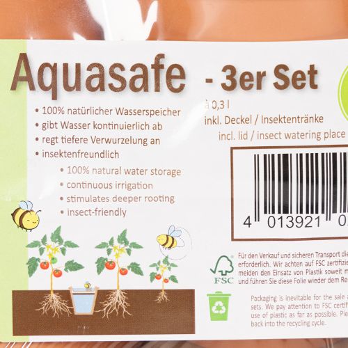 Aquasafe water reservoir with insect drinking trough for garden, balcony, terrace, 12cm, 3 pieces | Floristik24.co.uk