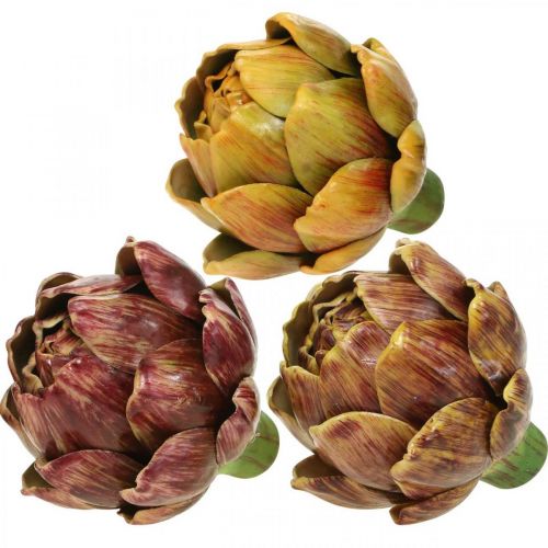 Floristik24 Artichoke Artificial Vegetables Deco Colored Assorted H10.5cm 3pcs