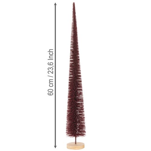Decorative Christmas tree, slim tree figure on a wooden base, 60cm | Floristik24.co.uk