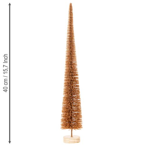 Artificial Christmas tree decoration, slim, with wooden base, 40cm, 3 pieces | Floristik24.co.uk