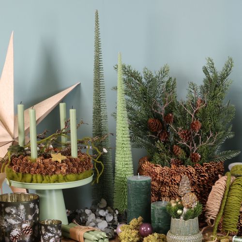 Artificial Christmas tree with wooden base for Christmas decorations, 80cm | Floristik24.co.uk