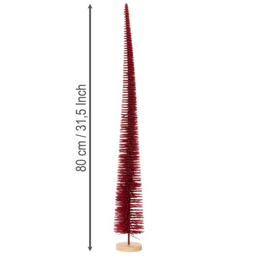 Modern slim decorative Christmas tree on a wooden base, 80cm | Floristik24.co.uk