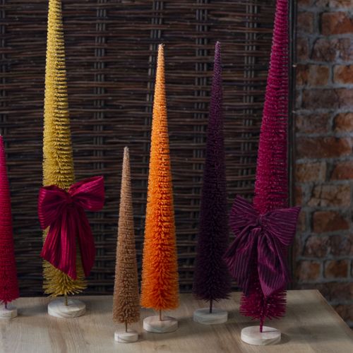 Modern Slim Decorative Christmas Tree with Wooden Base - 80cm | Floristik24.co.uk