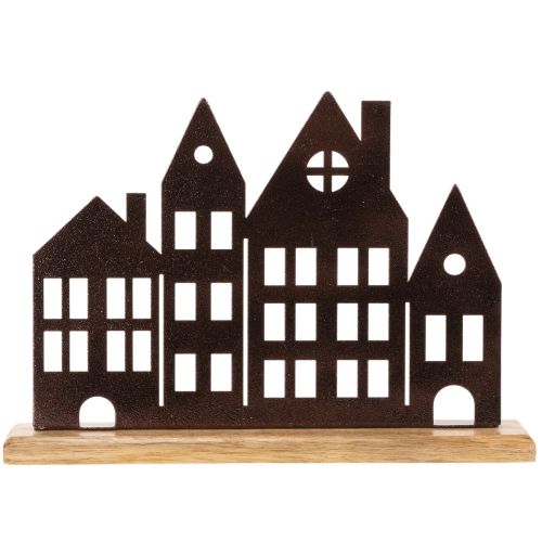 House row decoration, metal with wooden base, 30cm | Floristik24.co.uk