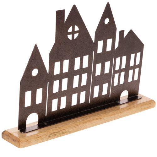 House row decoration, metal with wooden base, 30cm | Floristik24.co.uk