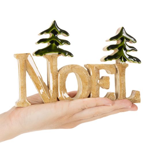 Noel Wooden Christmas Decoration with Two Trees 18cm | Floristik24.co.uk