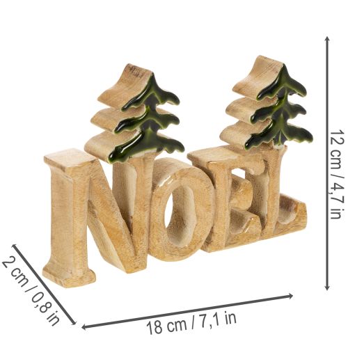 Noel Wooden Christmas Decoration with Two Trees 18cm | Floristik24.co.uk