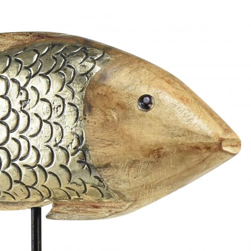 Product Wooden fish with metal decor fish decoration 35x7x29,5cm