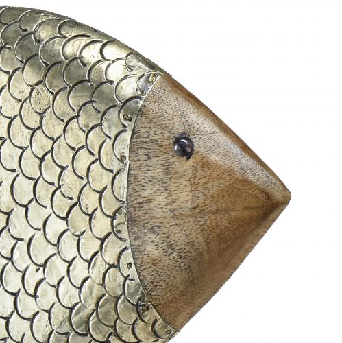 Wood metal decorative fish maritime brass 33x11