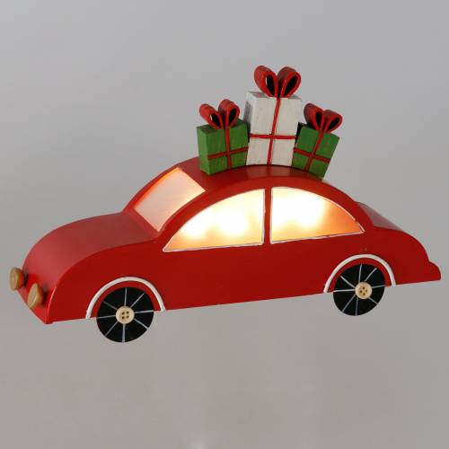 Floristik24 Christmas car with LED red metal 25cm H14.5cm for battery.