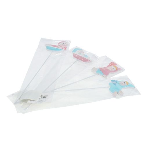 Floristik24 Baby deco plug pink, blue 5cm L25cm 4pcs