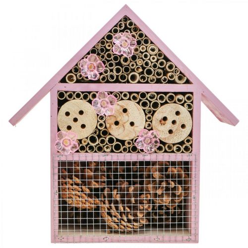 Balcony decoration insect hotel insect house solar pink 23x24cm