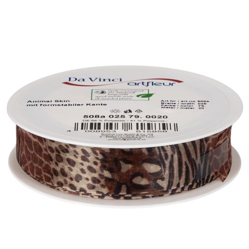 Dekorative Ribbon with Leopard Print 25mm x 20m Polyester Gift and Craft Band | Floristik24.co.uk