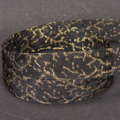 Transparent Black and Gold Organza Ribbon 15mm x 20m for Home and Gift Decoration | Floristik24.co.uk