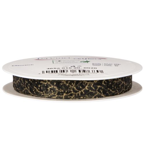 Transparent Black and Gold Organza Ribbon 15mm x 20m for Home and Gift Decoration | Floristik24.co.uk