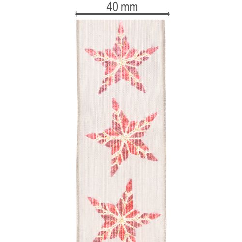 Decorative Ribbon with Red Stars, 40mm Wide, 15m Roll | Floristik24.co.uk