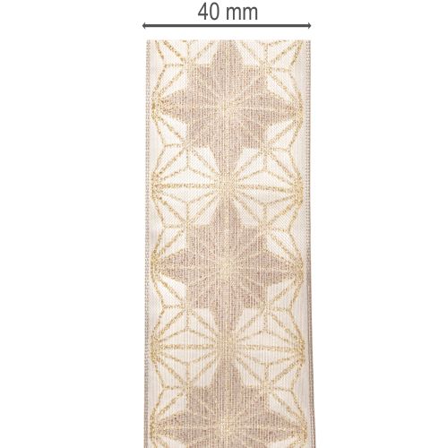 Dekorative Ribbon with Golden and Brown Stars, 40mm x 20m, Wired Edges | Floristik24.co.uk
