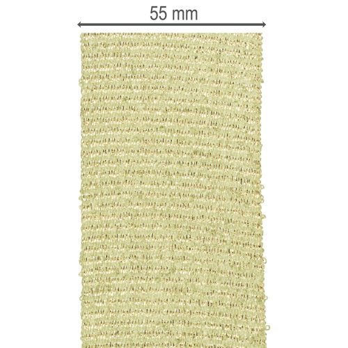 Glitter Decorative Ribbon 55mm x 15m Light Green Polyester with Wired Edge | Floristik24.co.uk
