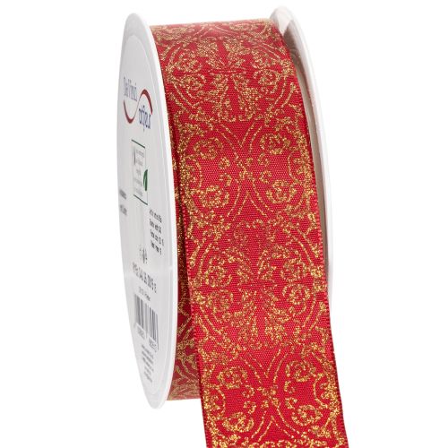 Festive Red and Gold Wired Ribbon 40mm x 15m for Crafting and Decorating