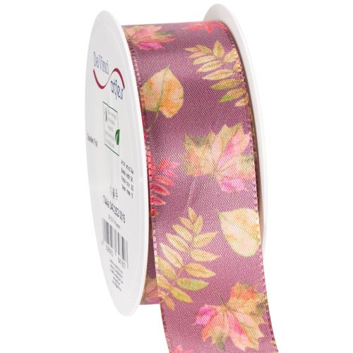 Decorative Autumn Foliage Ribbon 40mm x 15m Polyester Purple