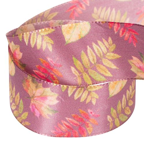 Decorative Autumn Foliage Ribbon 40mm x 15m Polyester Purple | Floristik24.co.uk