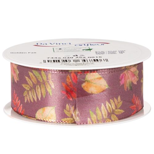 Decorative Autumn Foliage Ribbon 40mm x 15m Polyester Purple | Floristik24.co.uk