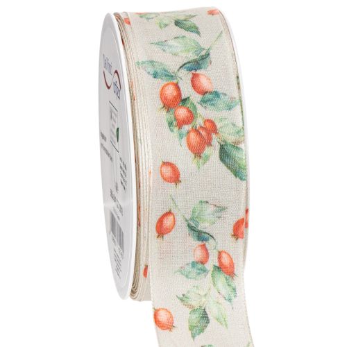 Autumn Ribbon with Rosehip and Leaf Design 40mm x 18m Polyester buy online | Floristik24.co.uk