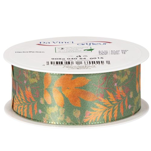 Decorative Ribbon with Leaf Pattern, Autumn Colors, 40mm x 15m, Artificial Silk | Floristik24.co.uk