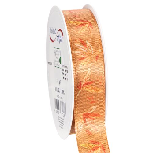 Autumn Decorative Ribbon with Leaf Pattern, 25mm x 18m, Polyester