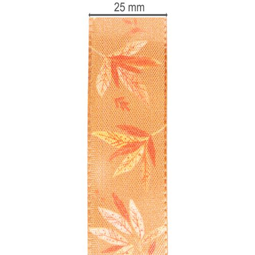 Autumn Decorative Ribbon with Leaf Pattern, 25mm x 18m, Polyester | Floristik24.co.uk