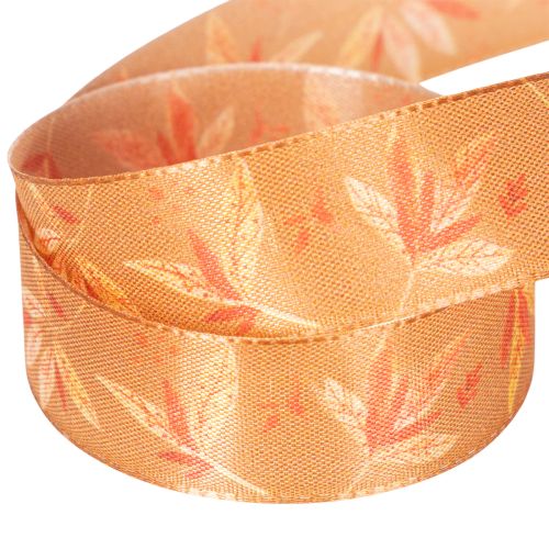 Autumn Decorative Ribbon with Leaf Pattern, 25mm x 18m, Polyester | Floristik24.co.uk