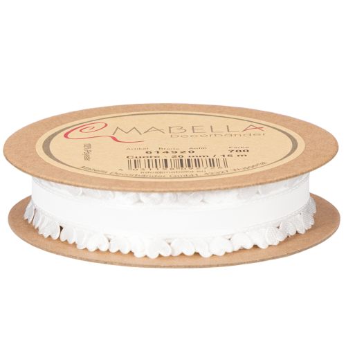 White Decorative Ribbon with Heart Motif, 20mm x 15m, Polyester | Floristik24.co.uk