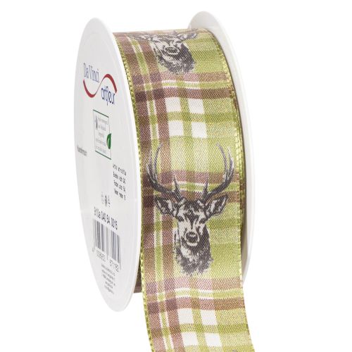 Decorative Fabric Ribbon Deer Head Check Pattern 40mm x 15m