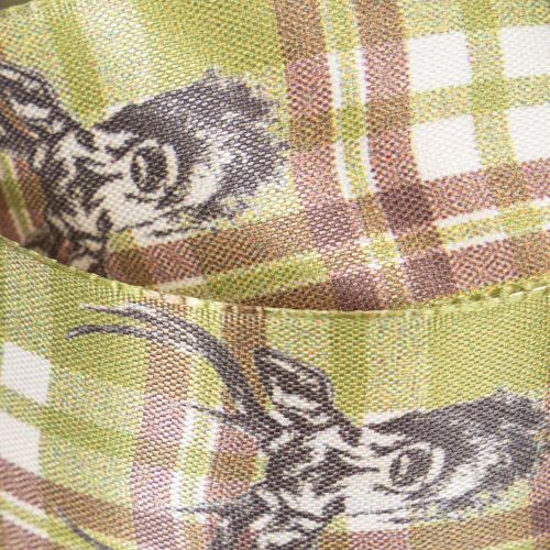 Decorative Fabric Ribbon Deer Head Check Pattern 40mm x 15m | Floristik24.co.uk