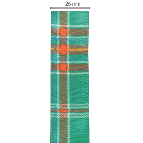 Green and Red Tartan Gift Ribbon, 25mm x 20m, Polyester | Floristik24.co.uk