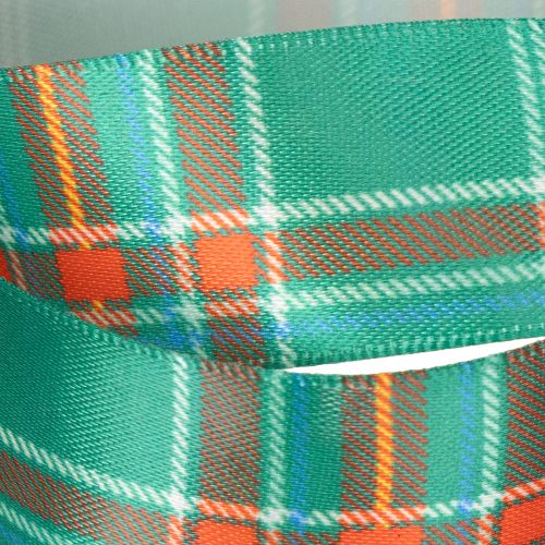 Green and Red Tartan Gift Ribbon, 25mm x 20m, Polyester | Floristik24.co.uk