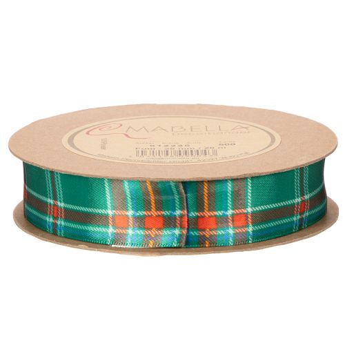 Green and Red Tartan Gift Ribbon, 25mm x 20m, Polyester | Floristik24.co.uk