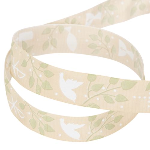 Product Ribbon for Confirmation, Communion, and Baptism - Beige, 25mm wide, 20m long