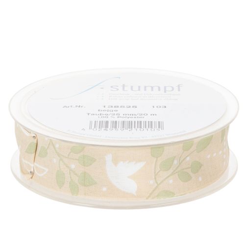 Product Ribbon for Confirmation, Communion, and Baptism - Beige, 25mm wide, 20m long